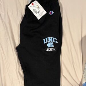 Champion Black Sweatpants with UNC Lacrosse Logo